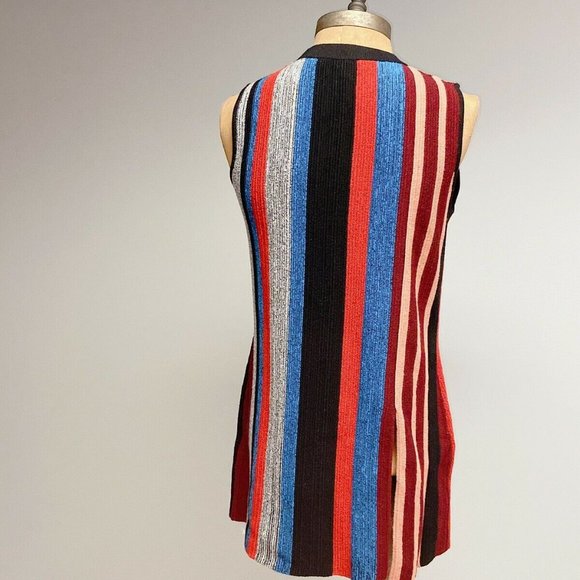 Proenza Schouler Stripped Longline Slip Vest Sweater Wool Silk Black Red Size XS - Picture 5 of 8